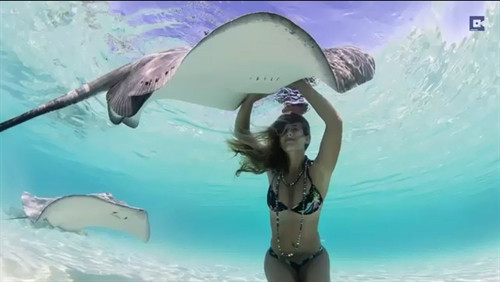 Xuống nước ngắm người mẫu chụp hình với cá đuối