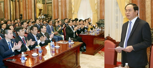 Chủ tịch nước Trần Đại Quang tiếp Đoàn doanh nhân Việt Nam tiêu biểu