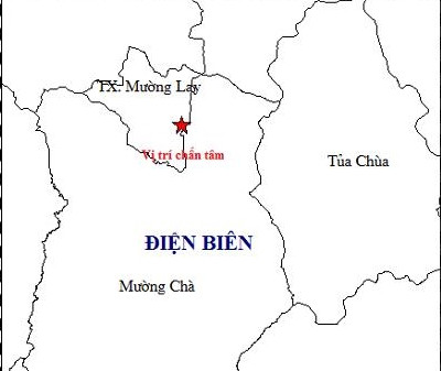 Động đất có độ lớn 2.6 ở thị xã Mường Lay