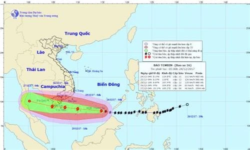 Thời tiết ngày 24/12: Bão Tembin di chuyển nhanh, có khả năng mạnh thêm
