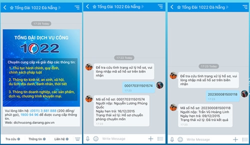 Người dân Đà Nẵng có thể tra cứu các dịch vụ công trên Zalo