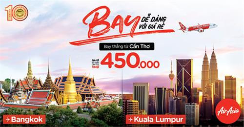 AirAsia mở đường bay Cần Thơ – Kuala Lumpur