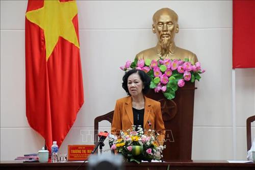 Trưởng ban Dân vận Trung ương Trương Thị Mai làm việc tại Bình Thuận về công tác dân tộc