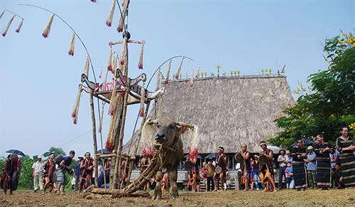 Lễ hội mừng nhà Rông mới của người Giẻ Triêng ở Kon Tum