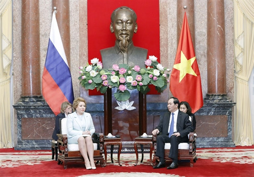 Chủ tịch nước Trần Đại Quang tiếp Chủ tịch Hội đồng Liên bang Nga Valentina Ivanovna Matvienko