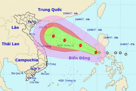 Bão số 10 giật cấp 15 có thể ảnh hưởng đến miền Trung
