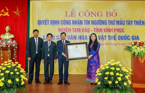 Lễ công bố tín ngưỡng thờ Mẫu Tây Thiên là di sản văn hóa phi vật thể quốc gia