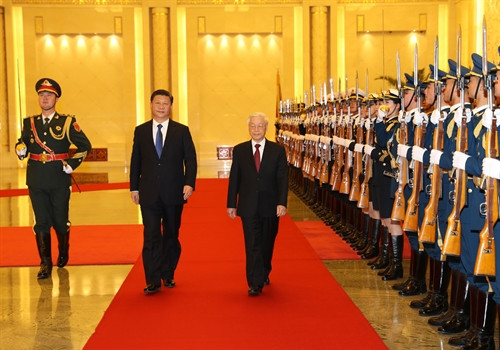 Lễ đón chính thức Tổng Bí thư Nguyễn Phú Trọng tại Đại lễ đường Nhân dân ở Thủ đô Bắc Kinh (Trung Quốc)