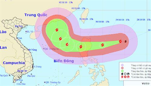 Vùng biển Đông Bắc Biển Đông mưa bão, gió mạnh do ảnh hưởng của bão Yutu