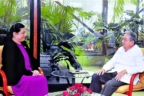 Chủ tịch Cuba Raúl Castro tiếp Phó Chủ tịch Quốc hội Tòng Thị Phóng