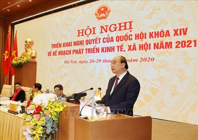 Thủ tướng Chính phủ Nguyễn Xuân Phúc phát biểu khai mạc Hội nghị. Ảnh: Trí Dũng –TTXVN