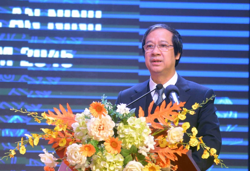 Bộ trưởng Bộ Giáo dục và Đào tạo Nguyễn Kim Sơn phát biểu. Ảnh: Quang Quyết-TTXVN 