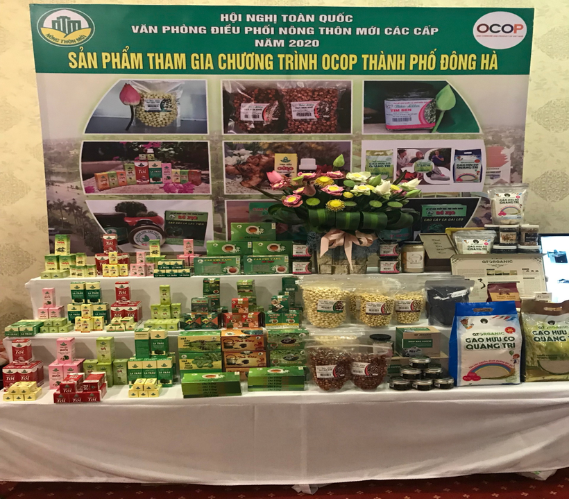 Sản phẩm OCOP Quảng Trị được trưng bày. Ảnh : ipa.quangtri.gov.vn