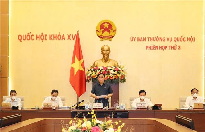 Chủ tịch Quốc hội Vương Đình Huệ phát biểu khai mạc. Ảnh: Trọng Đức - TTXVN 