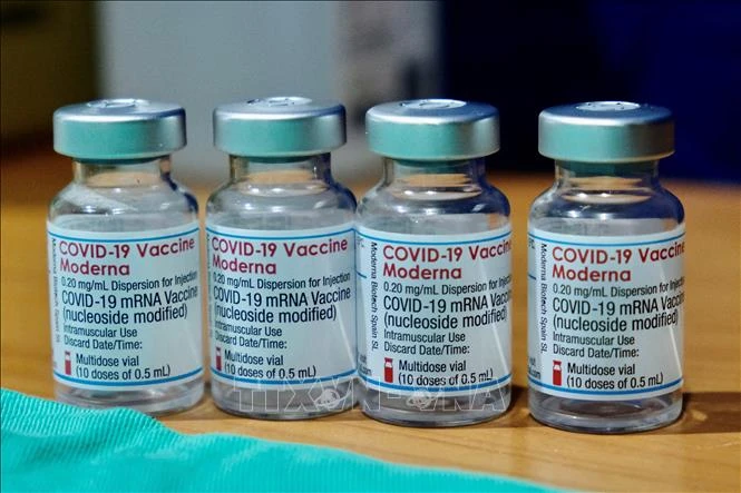 Vaccine ngừa COVID-19 của hãng dược phẩm Moderna. Ảnh: AFP/TTXVN 