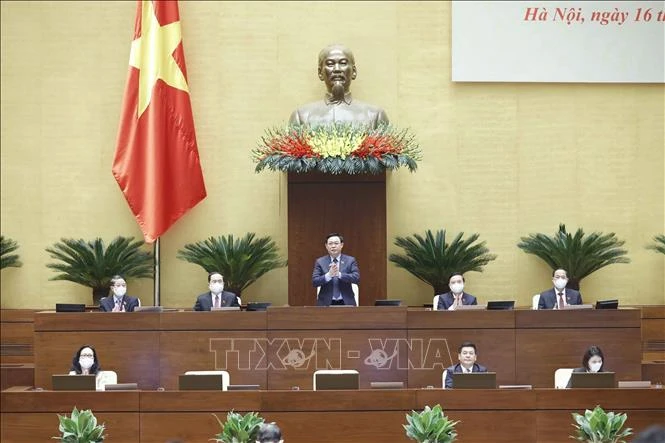 Chủ tịch Quốc hội Vương Đình Huệ chủ trì Phiên chất vấn và trả lời chất vấn. Ảnh: Doãn Tấn - TTXVN