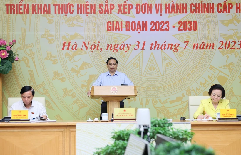 Thủ tướng Phạm Minh Chính chủ trì hội nghị. Ảnh: Dương Giang-TTXVN 