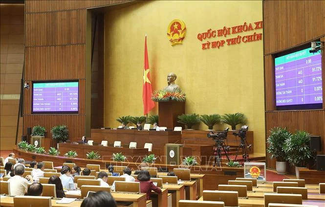 Kết quả miễn nhiệm chức vụ Ủy viên Ủy ban Thường vụ Quốc hội đối với bà Nguyễn Thanh Hải. Ảnh: Doãn Tấn - TTXVN