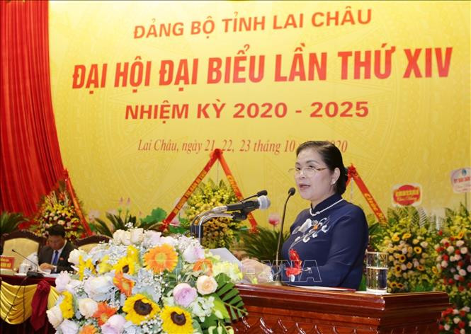 Đồng chí Giàng Páo Mỷ, Ủy viên Trung ương Đảng, tái đắc cử chức danh Bí thư tỉnh ủy Lai Châu nhiệm kỳ 2020 - 2025. Ảnh: Quý Trung - TTXVN