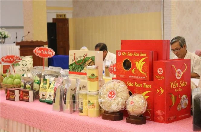 Các sản phẩm tham gia phân hạng, đánh giá tại Hội nghị đánh giá, phân hạng sản phẩm OCOP tỉnh lần thứ 2 năm 2020. Ảnh : Dư Toán/TTXVN