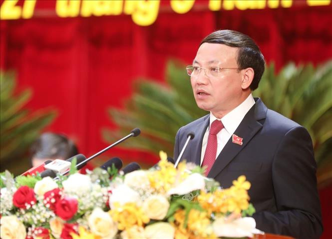 Bí thư Tỉnh ủy Quảng Ninh Nguyễn Xuân Ký nhiệm kỳ 2020 - 2025 phát biểu tại Đại hội. Ảnh: Văn Đức - TTXVN