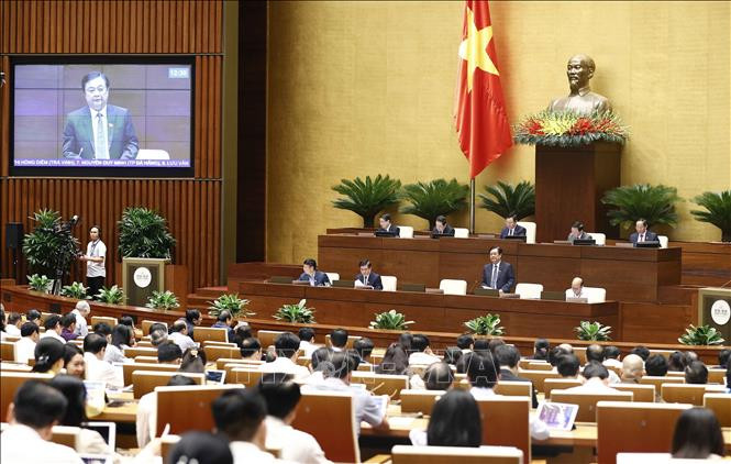 Phiên chất vấn và trả lời chất vấn tại kỳ họp thứ ba, Quốc hội khóa XV. Ảnh: Doãn Tấn - TTXVN
