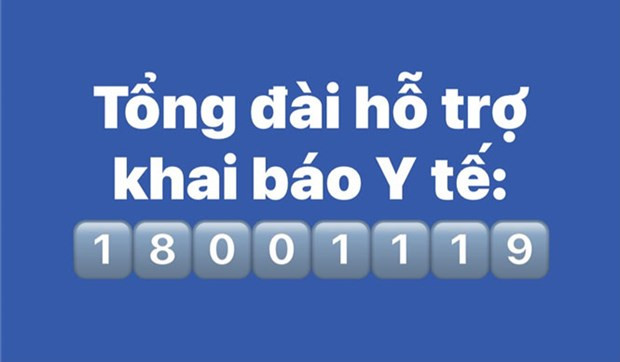Đường dây nóng miễn phí 18001119 hỗ trợ khai báo y tế