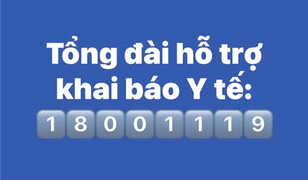 Đường dây nóng miễn phí 18001119 hỗ trợ khai báo y tế