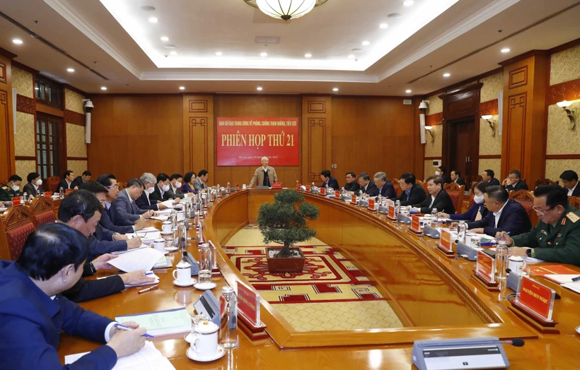 Quang cảnh một phiên họp của Ban Chỉ đạo Trung ương về phòng chống tham nhũng, tiêu cực tại Trụ sở Trung ương Đảng. Ảnh: Phương Hoa – TTXVN 