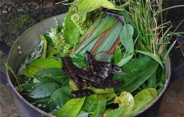 Nồi lá xông các loại dược liệu. Nguồn: suckhoedoisong.vn 