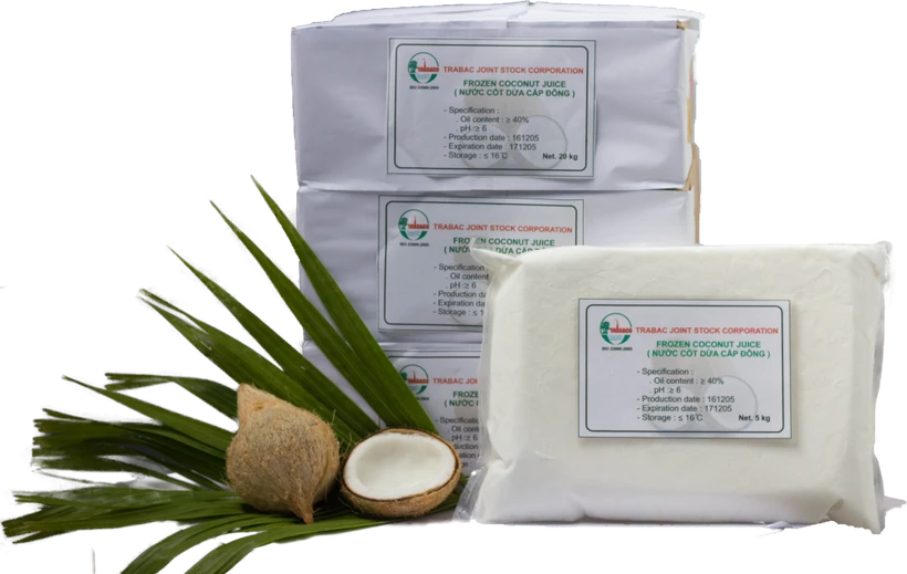 Nước cốt dừa cấp đông của Công ty cổ phần Trà Bắc (thành phố Trà Vinh) là một trong những sản phẩm được công nhận đạt tiêu chuẩn OCOP 4 sao đợt này. Ảnh: trabaco.com.vn