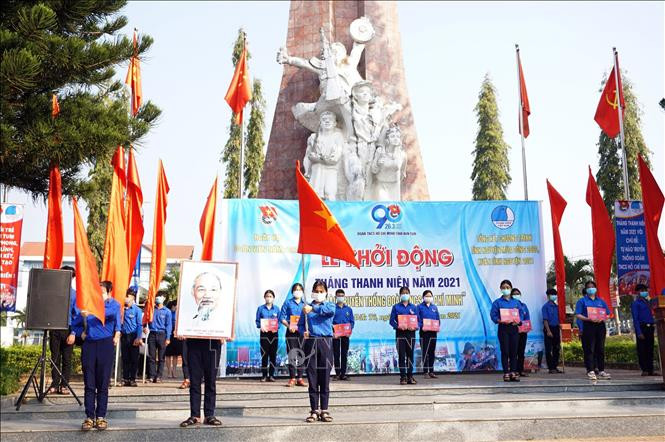 Tuổi trẻ Kon Tum thực hiện phát động Tháng Thanh niên 2021. Ảnh: Khoa Chương – TTXVN.