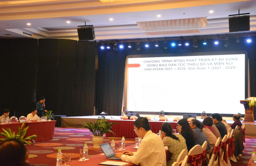 Quang cảnh hội nghị hướng dẫn triển khai nội dung đầu tư, hỗ trợ phát triển vùng trồng dược liệu quý. Ảnh: Tuấn Anh – TTXVN 