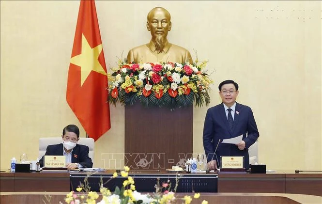 Chủ tịch Quốc hội Vương Đình Huệ phát biểu. Ảnh: Doãn Tấn - TTXVN 