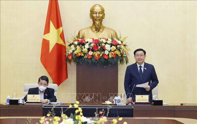 Chủ tịch Quốc hội Vương Đình Huệ phát biểu. Ảnh: Doãn Tấn - TTXVN 