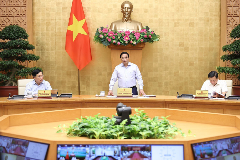 Thủ tướng Phạm Minh Chính chủ trì Phiên họp Chính phủ thường kỳ tháng 7 năm 2022. Ảnh: Dương Giang-TTXVN 