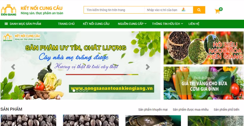 Ảnh chụp màn hình sàn thương mại điện tử nongsanantoankiengiang.vn