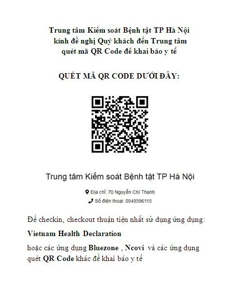 Kiểm tra y tế qua mã QR. Ảnh: hanoicdc.gov.vn 
