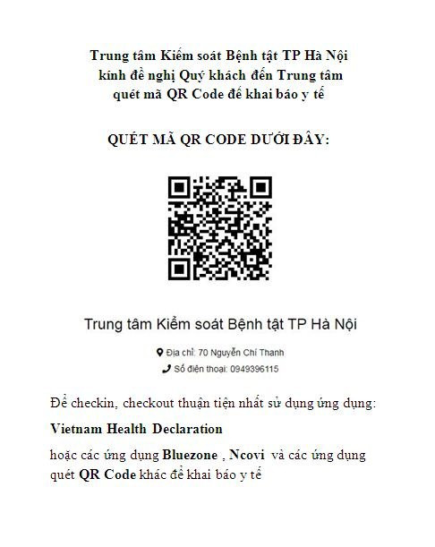 Kiểm tra y tế qua mã QR. Ảnh: hanoicdc.gov.vn 