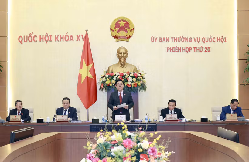 Chủ tịch Quốc hội Vương Đình Huệ phát biểu khai mạc. Ảnh: Doãn Tấn - TTXVN 