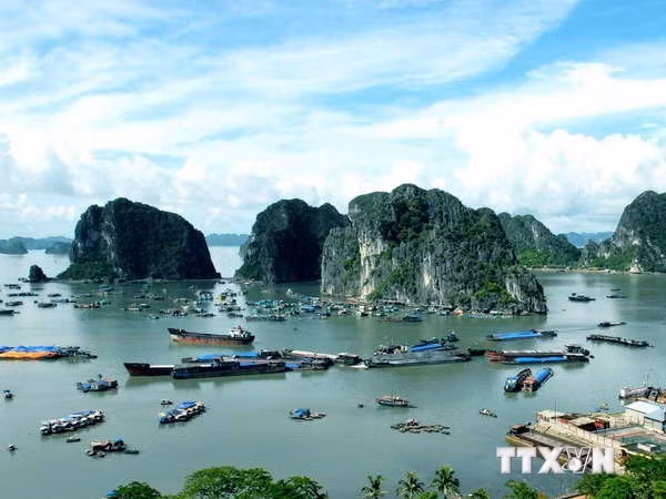 Du khách vui chơi tại bãi biển Tam Thanh. Ảnh: Trịnh Bang Nhiệm - TTXVN 