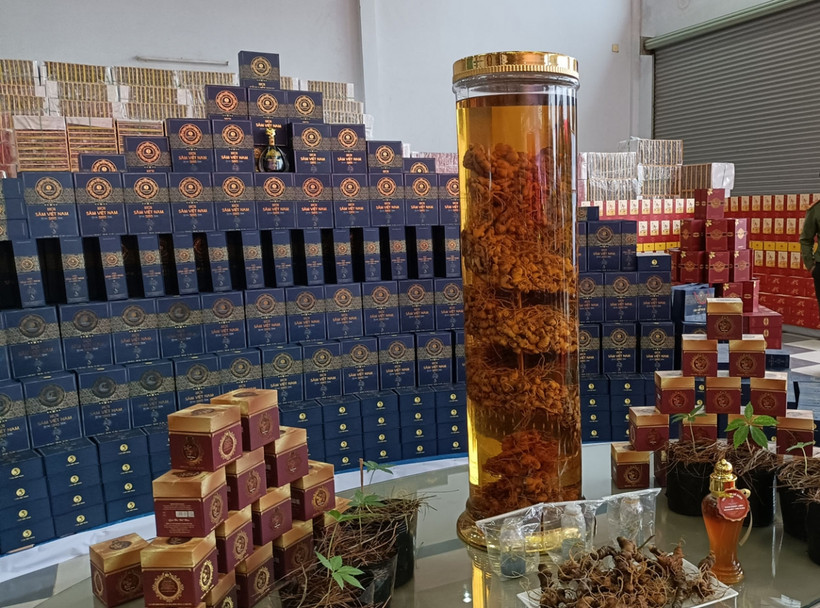 Các sản phẩm của Công ty cổ phần đầu tư Sâm Việt Nam được trưng bày trong ngày khai trương trụ sở. Ảnh: vov.vn