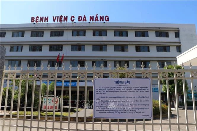 Bệnh viện C Đà Nẵng tiếp tục thực hiện cách ly y tế toàn bệnh viện từ 0 giờ ngày 24/7/2020 đến 0 giờ ngày 7/8/2020. Ảnh: Trần Lê Lâm - TTXVN