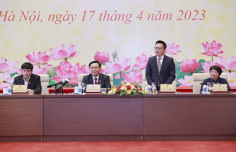 Chủ tịch Hội Nhà báo Việt Nam Lê Quốc Minh phát biểu. Ảnh: Doãn Tấn - TTXVN 