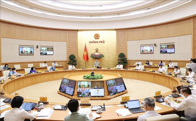Quang cảnh cuộc họp Ban Chỉ đạo Quốc gia phòng, chống dịch COVID-19. Ảnh: Dương Giang-TTXVN 