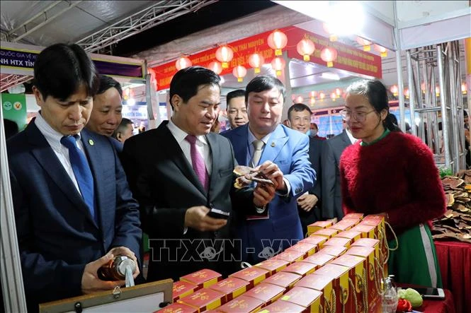 Các đại biểu tham quan các gian hàng tại hội chợ. Ảnh: Trần Trang-TTXVN