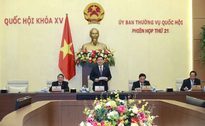 Chủ tịch Quốc hội Vương Đình Huệ phát biểu khai mạc. Ảnh: Doãn Tấn - TTXVN 