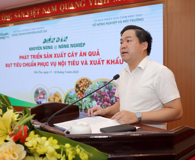 Phó Giám đốc Sở Nông nghiệp và Môi trường tỉnh Phú Thọ Bùi Duy Linh phát biểu tại diễn đàn. Ảnh: Hoàng Hùng/TTXVN Phó Giám đốc Sở Nông nghiệp và Môi trường tỉnh Phú Thọ Bùi Duy Linh phát biểu tại diễn đàn. Ảnh: Hoàng Hùng/TTXVN
