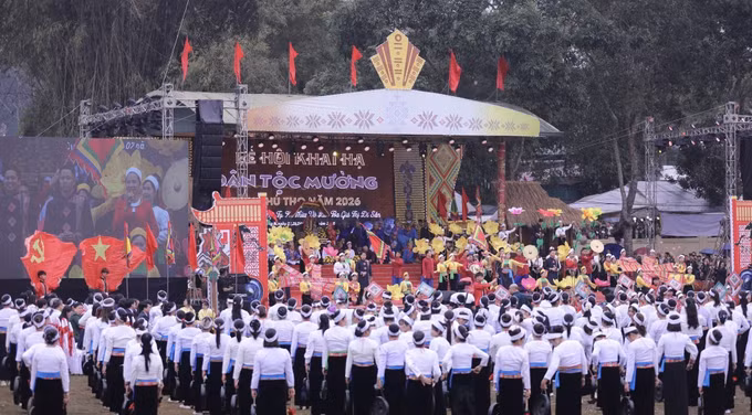 Quang cảnh lễ hội Khai hạ xã Mường Bi tỉnh Phú Thọ. Ảnh:Trọng Đạt/TTXVN
