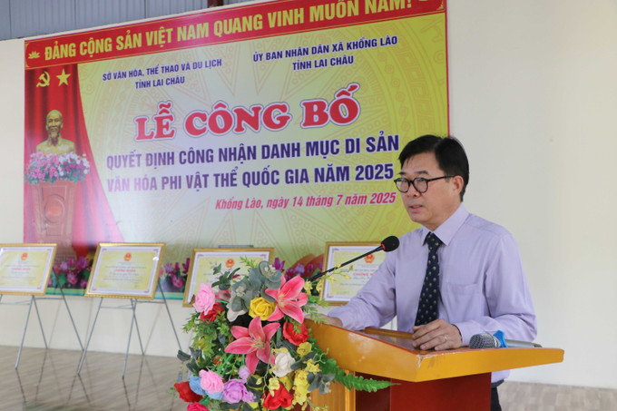 Ông Nông Quốc Thành, Phó Cục trưởng Cục Di sản văn hoá, phát biểu tại lễ công bố. Ông Nông Quốc Thành, Phó Cục trưởng Cục Di sản văn hoá, phát biểu tại lễ công bố.